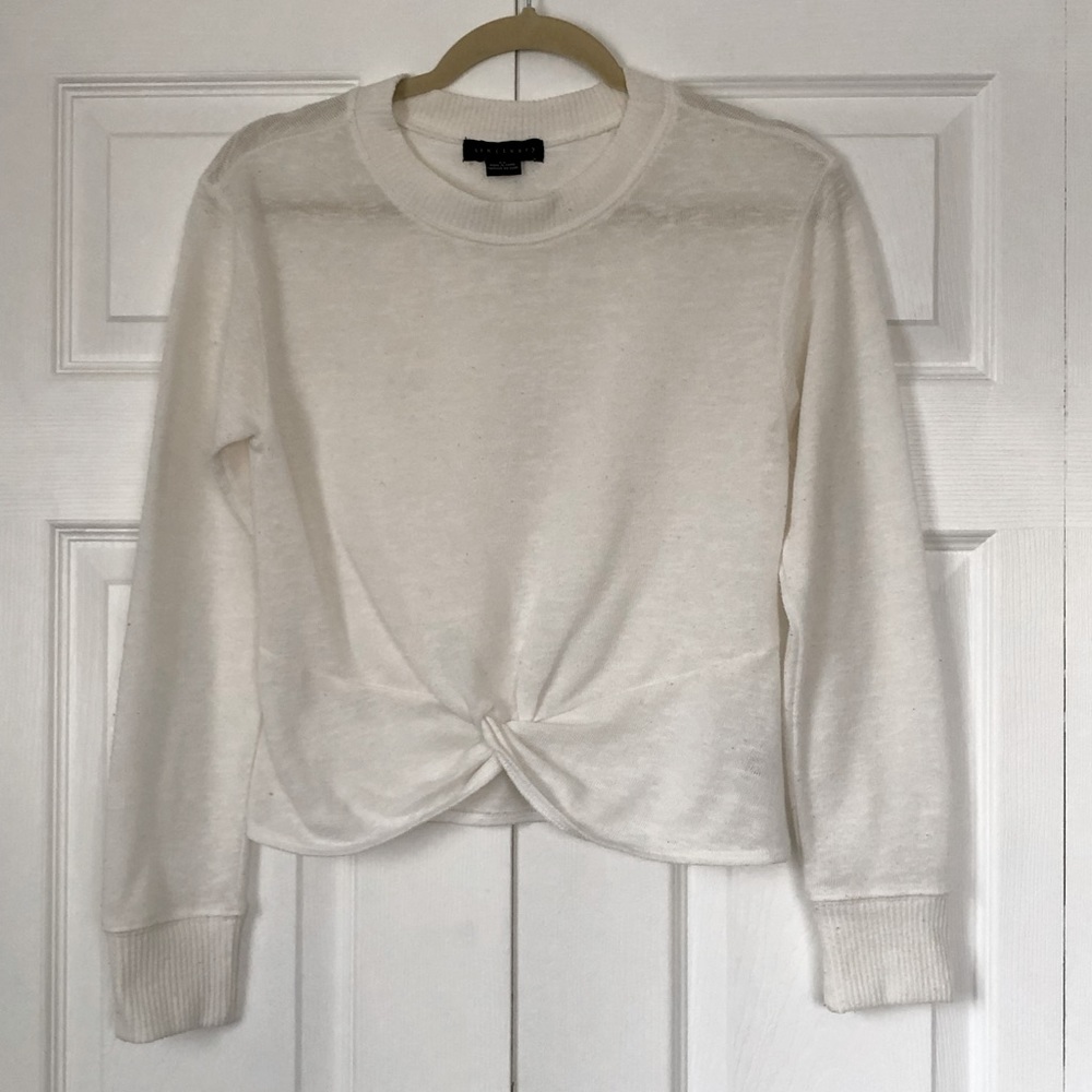 Sanctuary Long Sleeve Knotted Tee in White, Size XS
